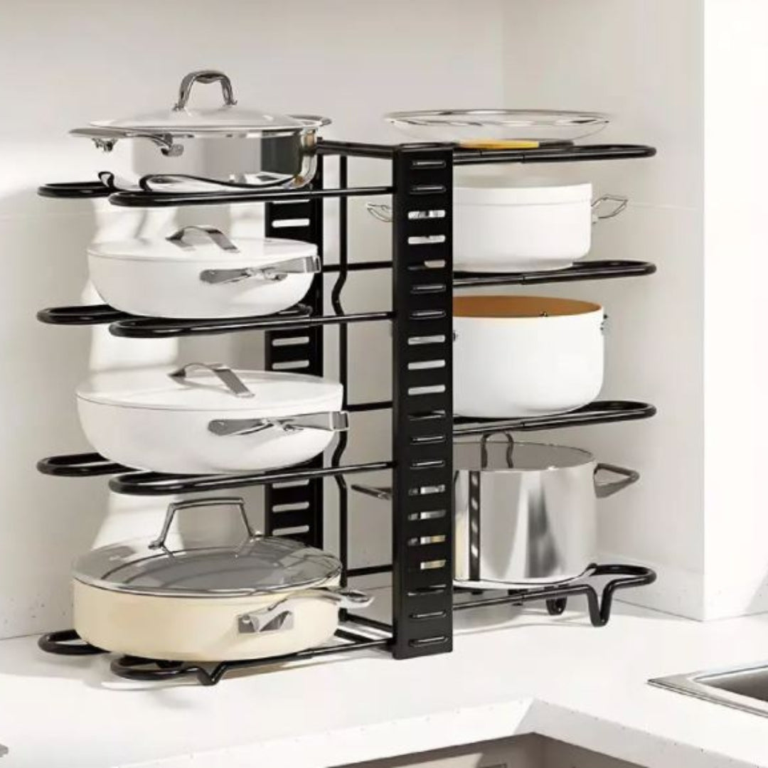 🔥¡Dile adiós al desorden en tu cocina! Organiza ollas y sartenes en segundos sin herramientas.
